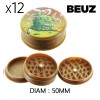 Boîte de 12 Grinders en chanvre Beuz Buds biodégradable marron 50mm