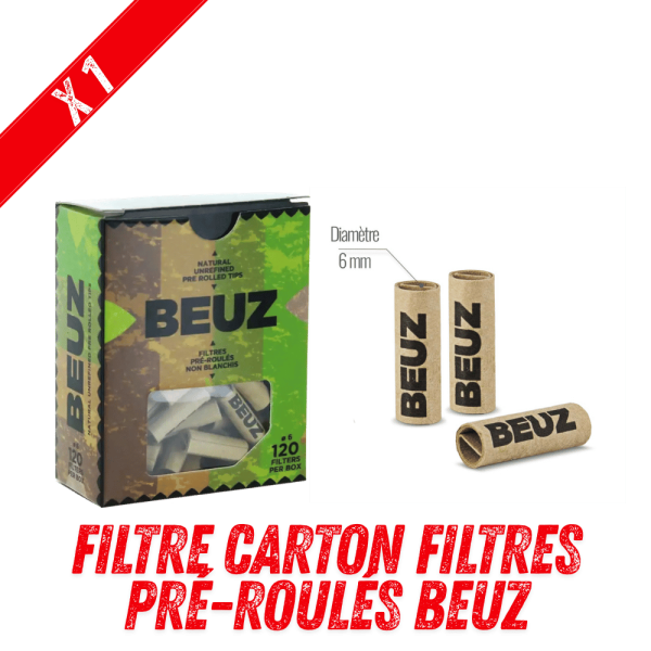 Filtre Carton Beuz - 120 Filtres Pré-Roulés 6mm