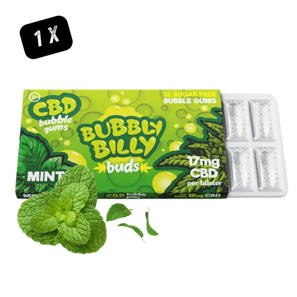 Chewing Gum CBD Bubbly Billy Buds Menthe 17mg - Pack 12 pièces
