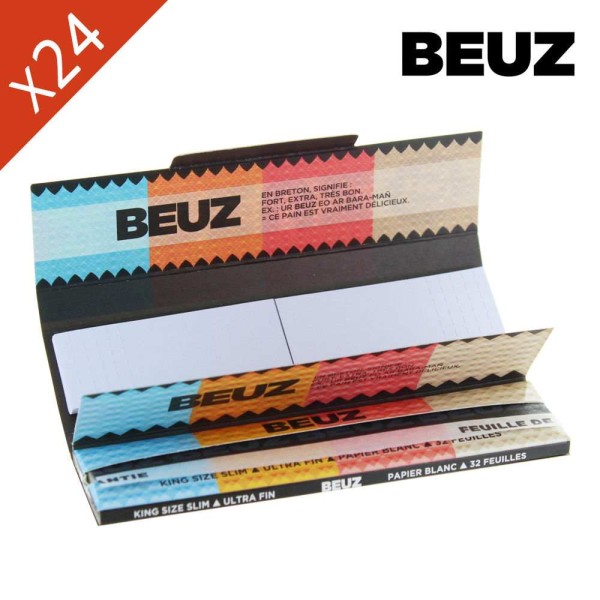 Boite de 24 carnets Beuz Blanc Slim King Size + Filtres