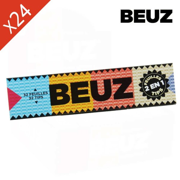Boite de 24 carnets Beuz Blanc Slim King Size + Filtres