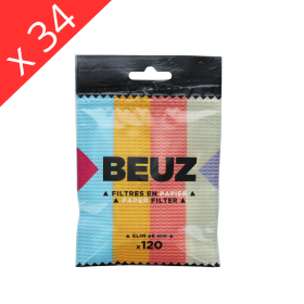 Boite de 34 sachets Filtre Papier Beuz Slim Blanc