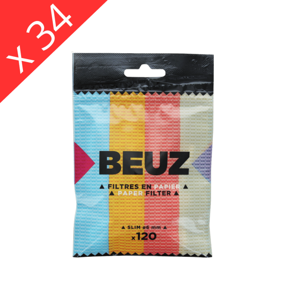 Boite de 34 sachets Filtre Papier Beuz Slim Blanc