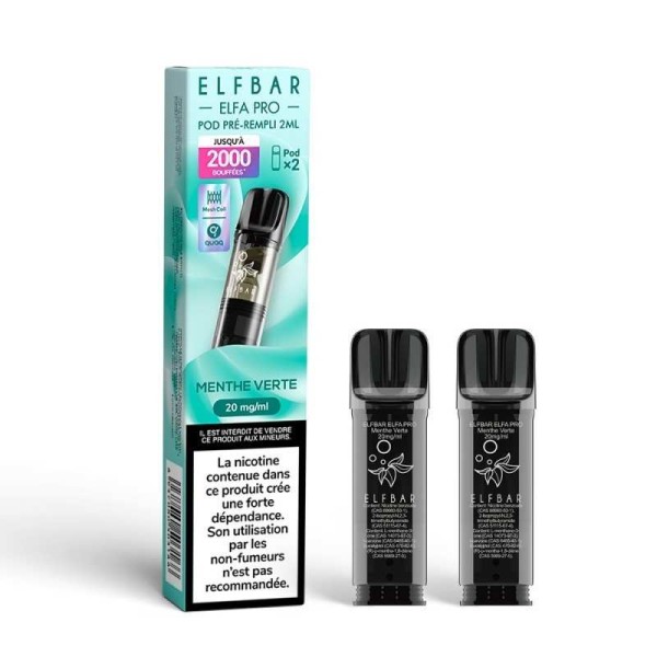 Pod pre-rempli Menthe Verte 2ml Elfa Pro - ElfBar (pack de 2) (10 mg/ml)