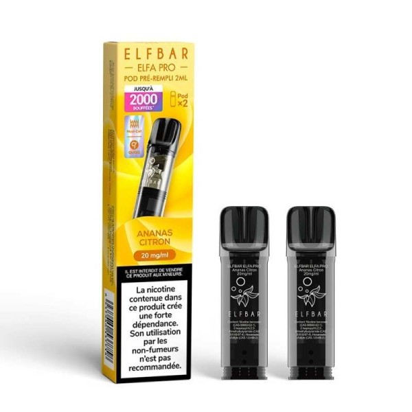 Pod pre-rempli Ananas Citron 2ml Elfa Pro - ElfBar (pack de 2) (20 mg/ml)