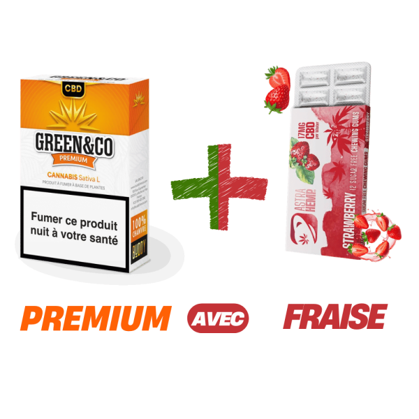 Pack CBD Premium & Fraîcheur - Green&Co Premium + Chewing-Gum Fraise Astra Hemp