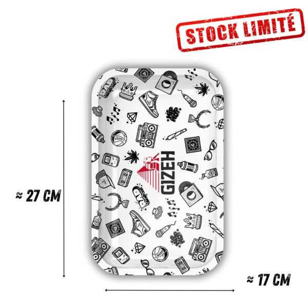 Plateau de Roulage GIZEH Comic Blanc Taille M - 275x175mm (Noir)