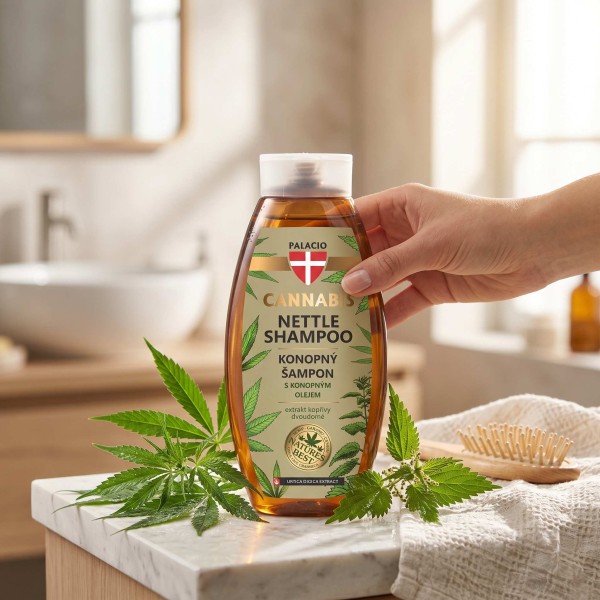 Shampooing au chanvre et à l'ortie PALACIO - Équilibre cuir chevelu 500 ml