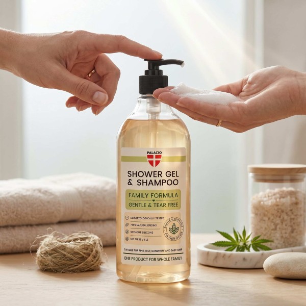 Shampoing-Douche 2en1 BioHemp à l'Huile de Chanvre - Famille Palacio