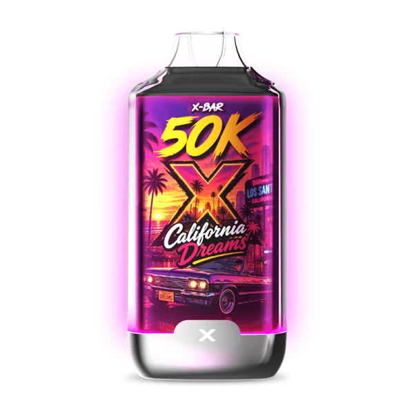 Kit X-BAR 50K Ice City California Dreams + 3 e-liquides 10 ml (20 mg/ml)