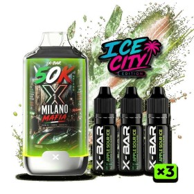 Kit X-BAR 50K Ice City Milano Mafia - Pomme Acidulée Glacée (10 mg/ml)