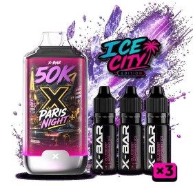 Kit Paris Night 50K Ice City X-BAR + 3 e-liquides 10 ml (20 mg/ml)