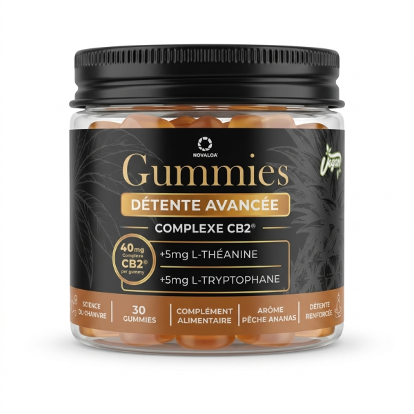 Gummies Complexe CB2 Détente Avancée Pêche Ananas 40mg | Novaloa