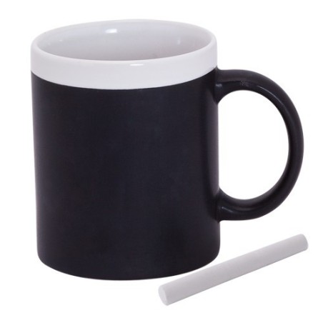 Mug ardoise et céramique avec sa craie (Blanc)