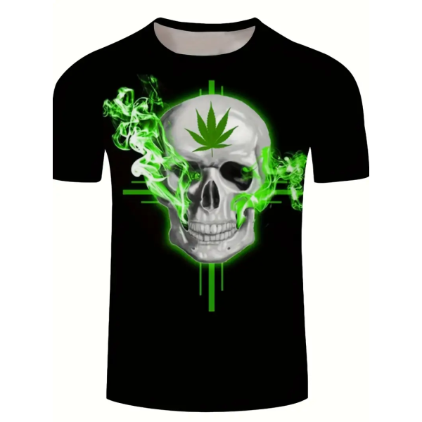 T-shirt white Skull weed (M)