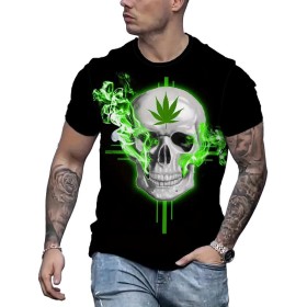 T-shirt white Skull weed (M)