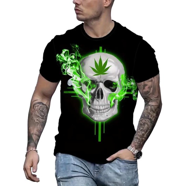 T-shirt white Skull weed (M)