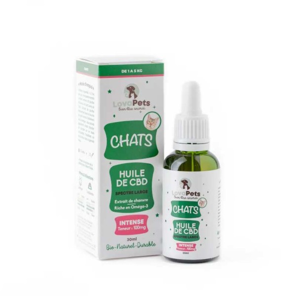 Huile de CBD 100mg pour chat 30ml INTENSE