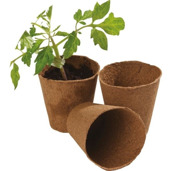 12 pots ronds en fibre de 8 cm