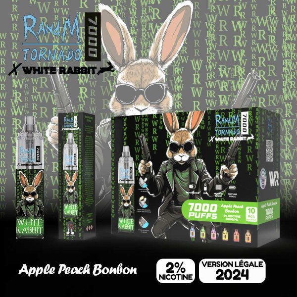 Puff rechargeable White Rabbit x RandM Tornado 7000 Apple Peach Bonbon