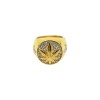 Bague Chevalière Dorée Feuille de Cannabis Strass