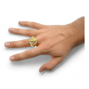 Bague Chevalière Dorée Feuille de Cannabis Strass