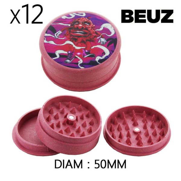 Boîte de 12 Grinders en chanvre biodégradable Rose Bloodybud 50mm