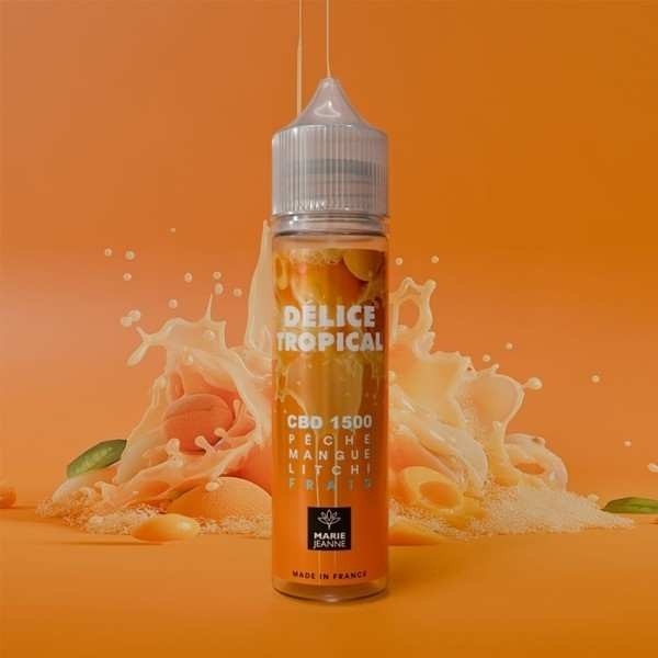E-liquide CBD Delice Tropical 50ml Peche Mangue Litchi - Marie Jeanne (2500mg)