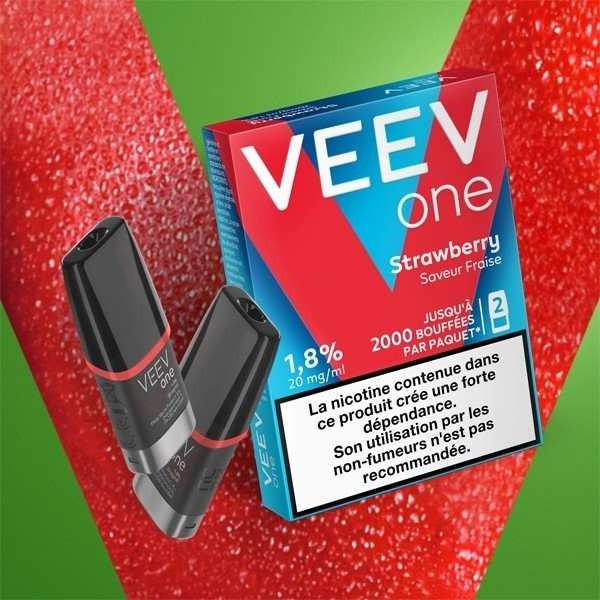 Paquet de 2 Pods pre-remplis Veev One Strawberry - Saveur Fraise (20 mg/ml)